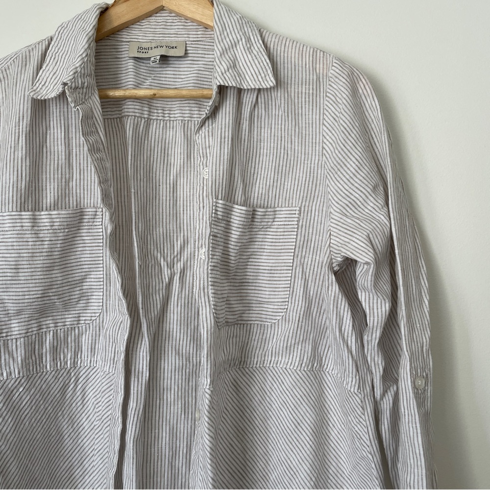 Jones New York Linen Stripe top